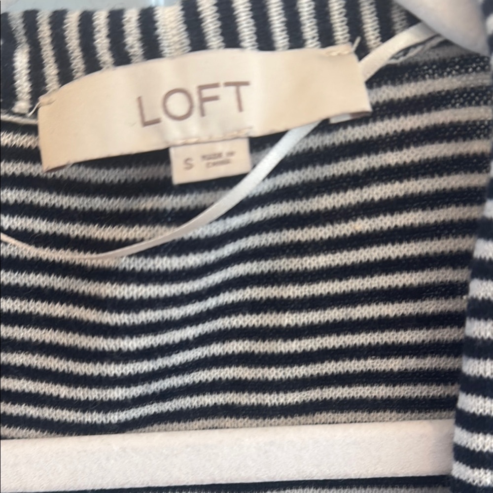 LOFT Monochrome Striped Open Cardigan - Picture 2 of 4